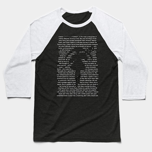 Frieren the Slayer Sousou no Frieren Anime Black and White Aesthetic Typography Art SNF-181 Baseball T-Shirt by Animangapoi